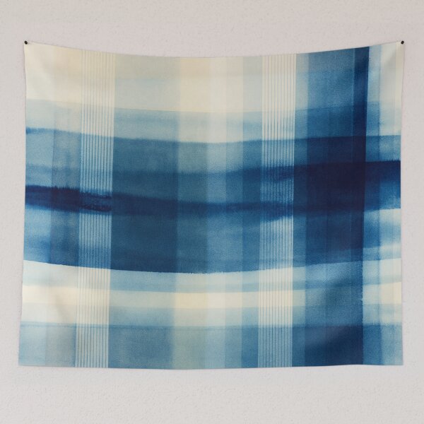 Item preview, Indigo Coastal Plaid Quiet Luxury Pattern designed and sold by trajeado14.