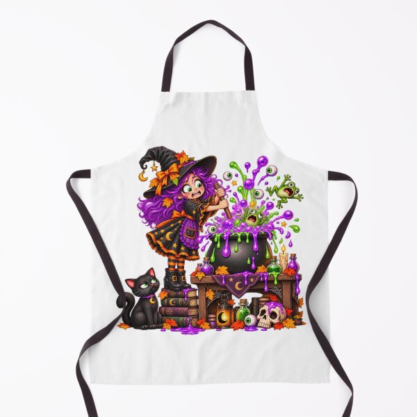 Item preview, Cauldron Chaos – Cute Witch & Black Cat Halloween designed and sold by The Cutting Room.