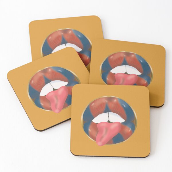 Item preview, Rebel Lips Pop Art – Duotone redblue on Yellow Background designed and sold by GoldenRebels.
