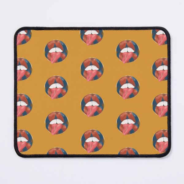 Item preview, Rebel Lips Pop Art – Duotone redblue on Yellow Background designed and sold by GoldenRebels.