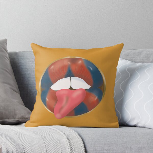 Item preview, Rebel Lips Pop Art – Duotone redblue on Yellow Background designed and sold by GoldenRebels.
