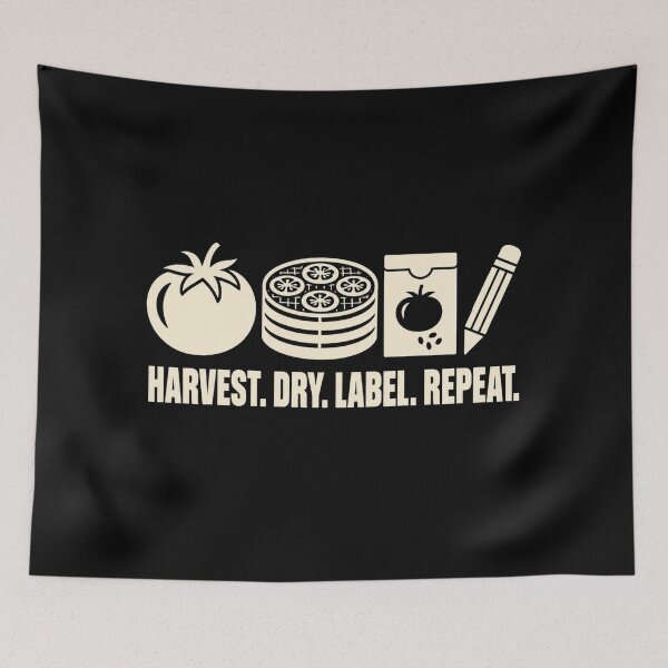 Item preview, Harvest Dry Label Repeat Seed Saving Garden Humor designed and sold by DreamLayerStudio.