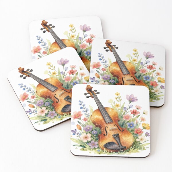 Item preview, Watercolor violin with wildflowers designed and sold by WildArtIT.