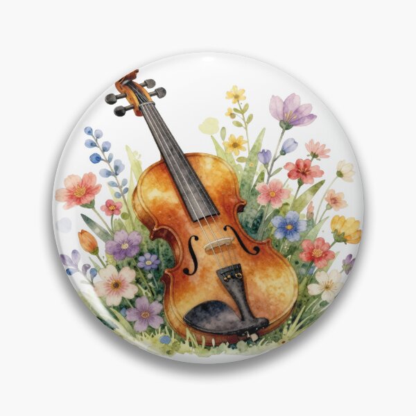 Item preview, Watercolor violin with wildflowers designed and sold by WildArtIT.