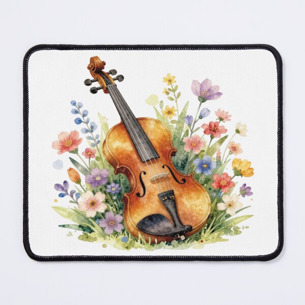 Item preview, Watercolor violin with wildflowers designed and sold by WildArtIT.