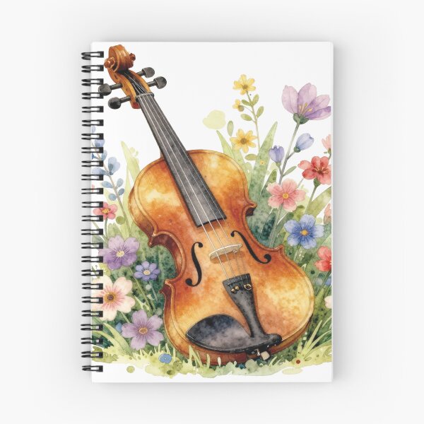 Item preview, Watercolor violin with wildflowers designed and sold by WildArtIT.