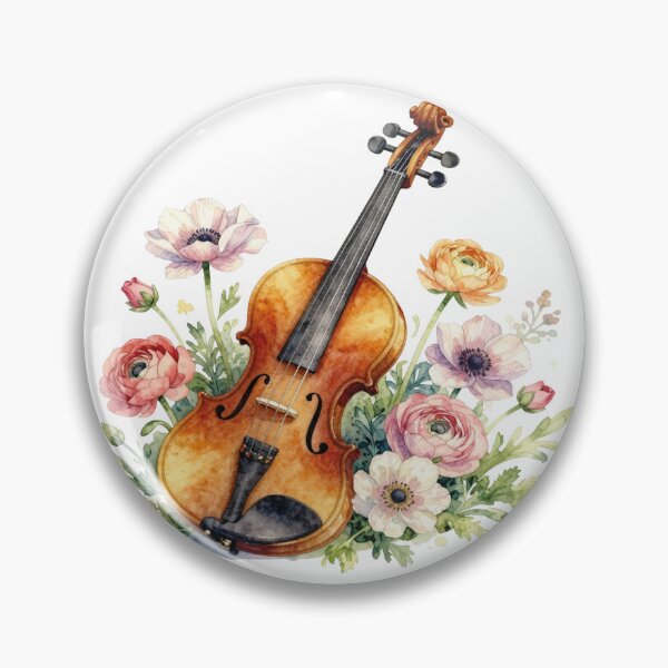 Item preview, Watercolor violin with wildflowers 2 designed and sold by WildArtIT.