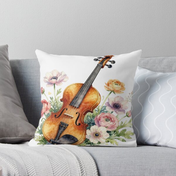 Item preview, Watercolor violin with wildflowers 2 designed and sold by WildArtIT.
