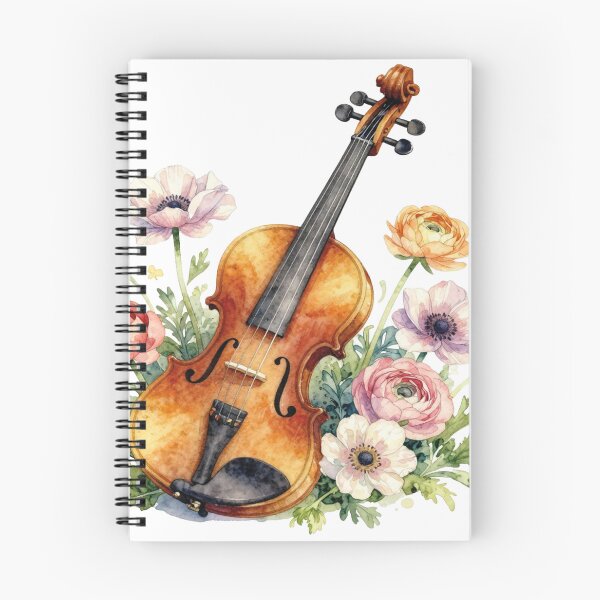 Item preview, Watercolor violin with wildflowers 2 designed and sold by WildArtIT.