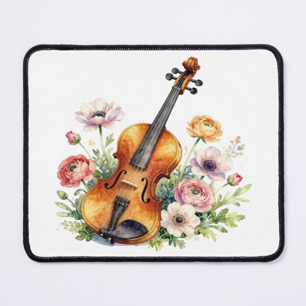 Item preview, Watercolor violin with wildflowers 2 designed and sold by WildArtIT.