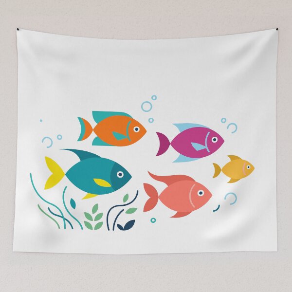 Item preview, Colorful Tropical Fish Design with Underwater Bubbles and Plants designed and sold by ElegantOutlines.