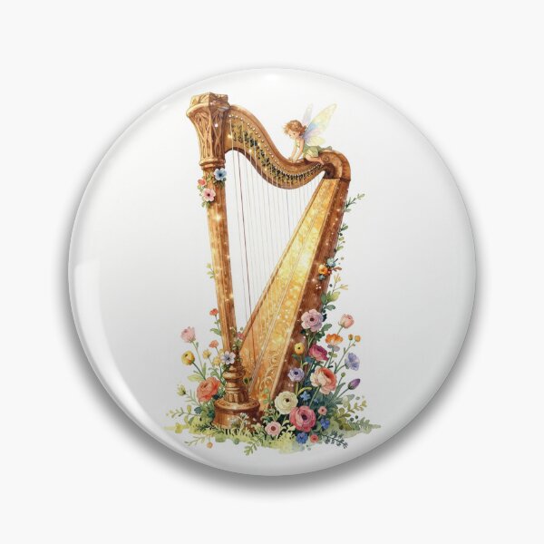 Item preview, Watercolor harp with fairy and flowers designed and sold by WildArtIT.