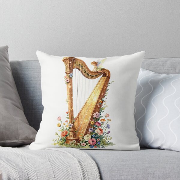 Item preview, Watercolor harp with fairy and flowers designed and sold by WildArtIT.
