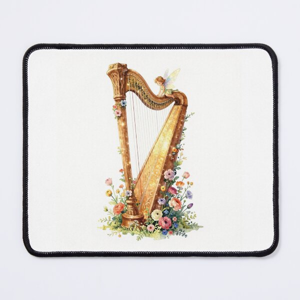 Item preview, Watercolor harp with fairy and flowers designed and sold by WildArtIT.