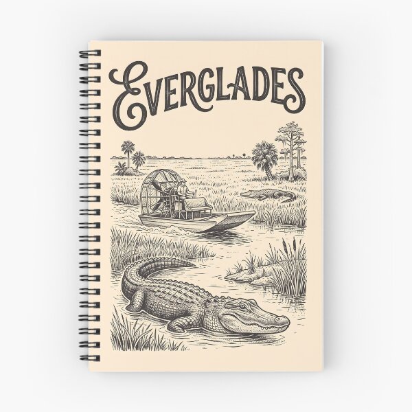 Item preview, Everglades National Park Vintage Travel Poster Airboat Alligator Art designed and sold by Wild Places Paper Co..
