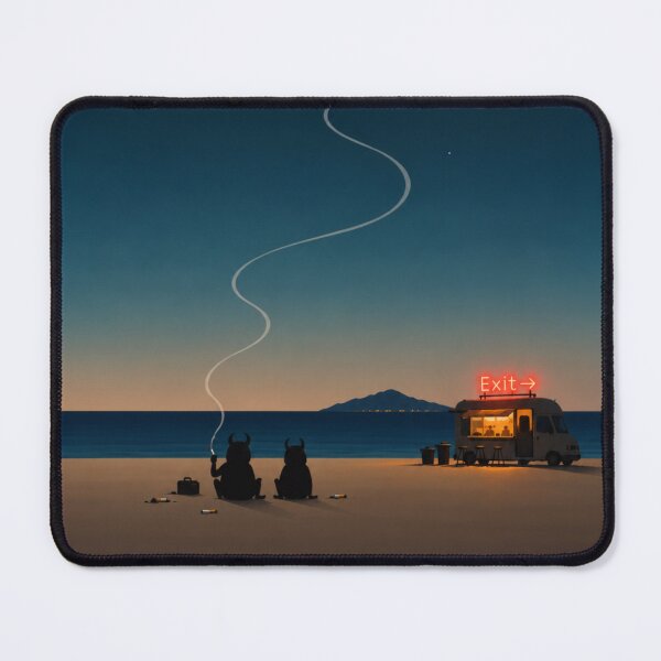 Item preview, Cigarette Smoking Surreal Beach Night | Moody Liminal Ocean Art designed and sold by MaggesticDesigns.