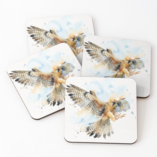 Item preview, Swooping Kestrel Falcon Watercolor Bird Art designed and sold by caracatita75.