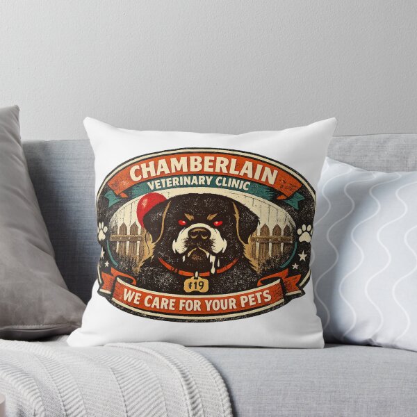 Item preview, Chamberlain Veterinary Clinic – Cujo Inspired Retro Horror Badge designed and sold by Shadowframe Studios.