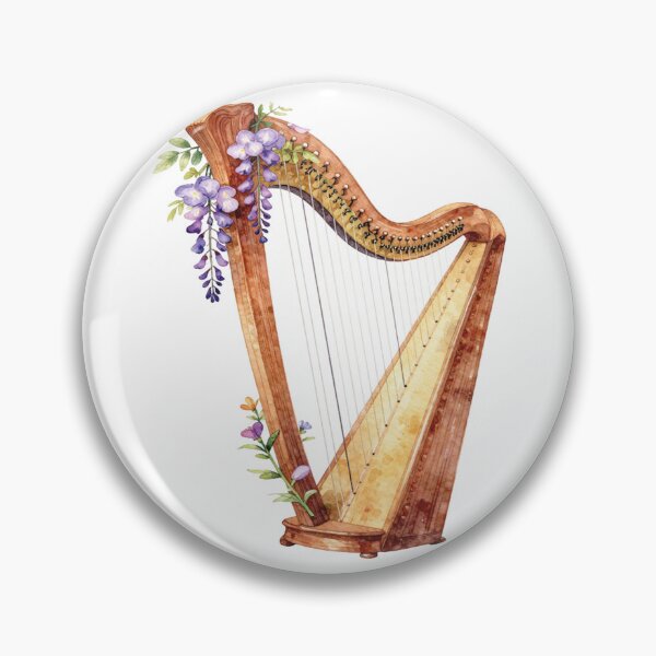 Item preview, Watercolor harp with wisteria flowers designed and sold by WildArtIT.
