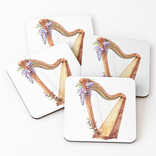Item preview, Watercolor harp with wisteria flowers designed and sold by WildArtIT.