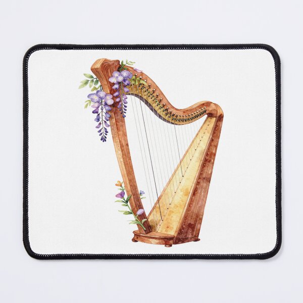 Item preview, Watercolor harp with wisteria flowers designed and sold by WildArtIT.