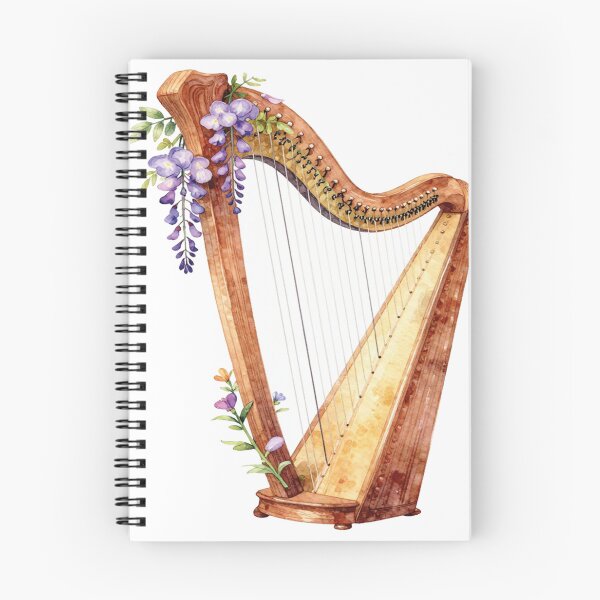 Item preview, Watercolor harp with wisteria flowers designed and sold by WildArtIT.