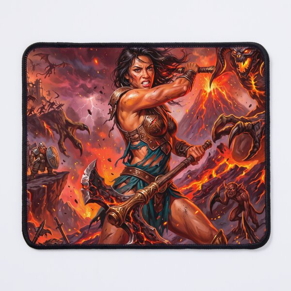 Item preview, Epic Fantasy Warrior vs Demon – Apocalyptic Hellscape Battle Art designed and sold by VALKYRAART53.