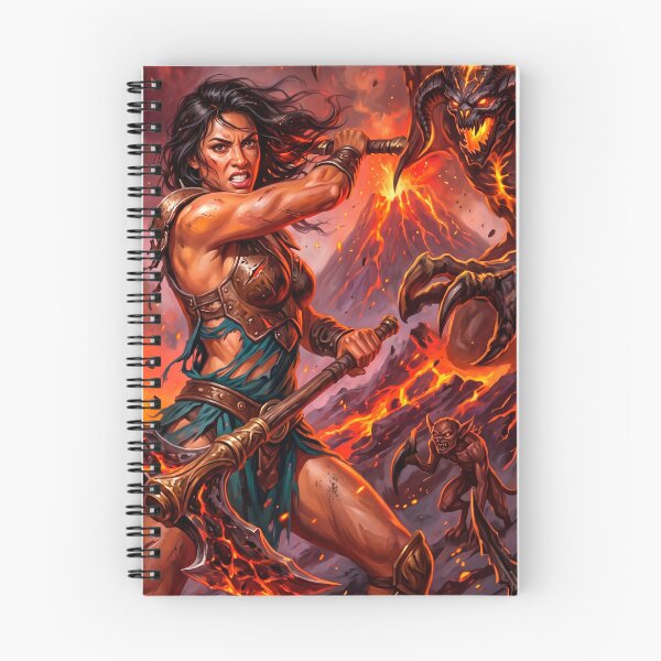 Item preview, Epic Fantasy Warrior vs Demon – Apocalyptic Hellscape Battle Art designed and sold by VALKYRAART53.