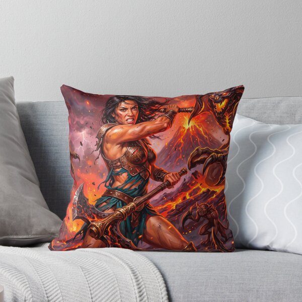 Item preview, Epic Fantasy Warrior vs Demon – Apocalyptic Hellscape Battle Art designed and sold by VALKYRAART53.