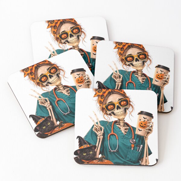 Item preview, Spooky Skeleton Nurse Halloween Pumpkin Coffee Design designed and sold by RAYOUS.