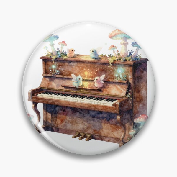Item preview, Watercolor piano with magical fairies and mushrooms designed and sold by WildArtIT.