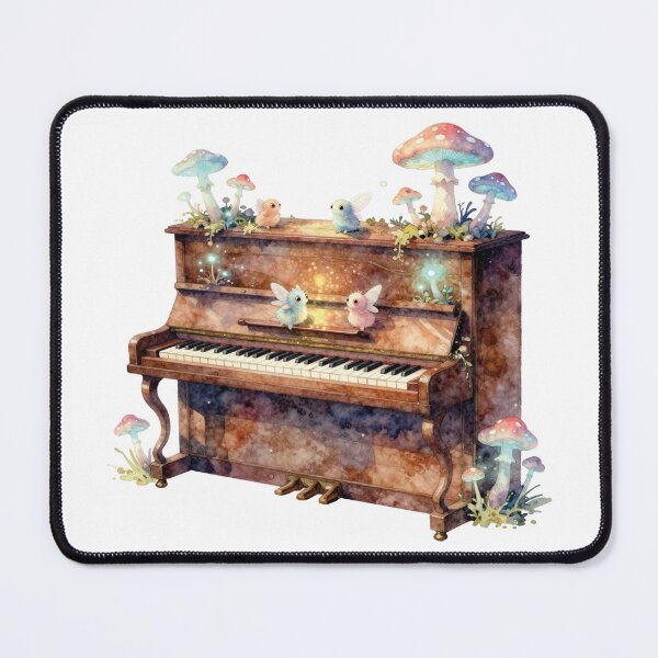 Item preview, Watercolor piano with magical fairies and mushrooms designed and sold by WildArtIT.