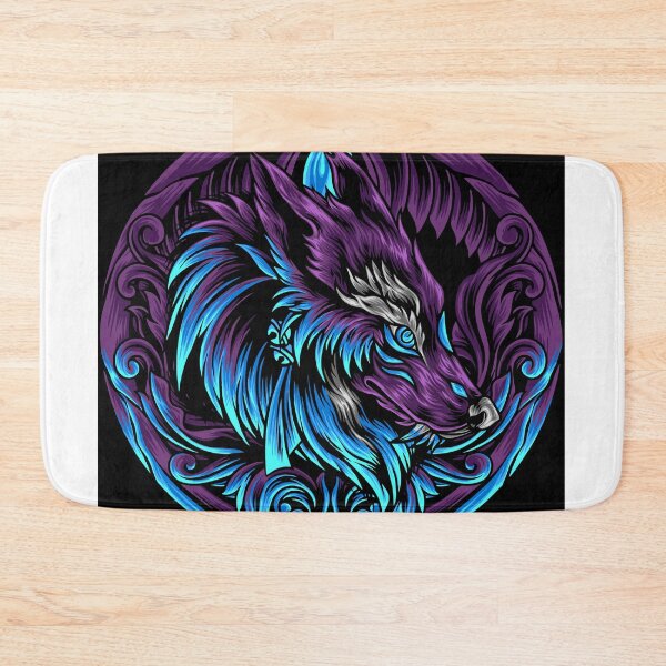 Item preview, Neon Mystic Wolf: Ornate Purple & Cyan Fantasy Art. designed and sold by theunifystore.