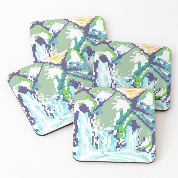 Item preview, Pixel Art Waterfall Landscape designed and sold by Vesperanvas.