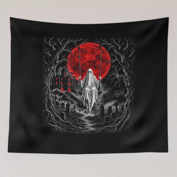 Item preview, Halooween Ghost Red Moon for Horror Lover designed and sold by MalwasBasket.