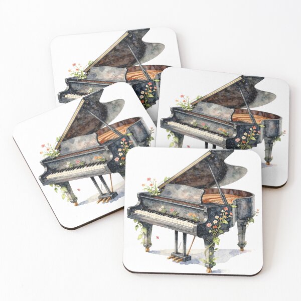 Item preview, Watercolor grand piano with wildflowers designed and sold by WildArtIT.