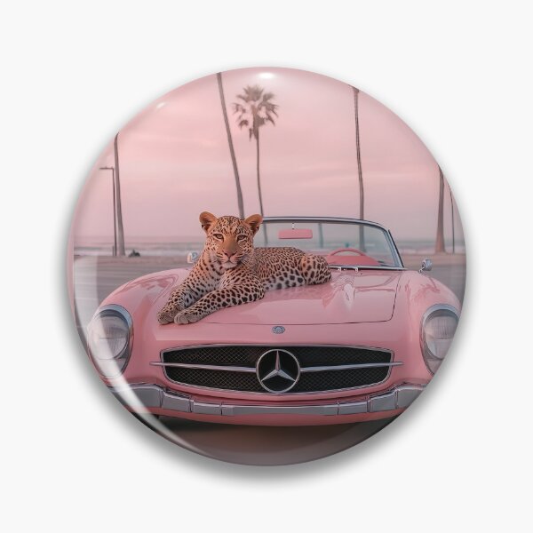 Item preview, Leopard on a Pink Mercedes at Sunset designed and sold by NF Designs Studio DTF.
