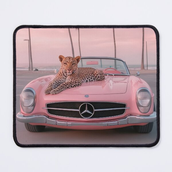 Item preview, Leopard on a Pink Mercedes at Sunset designed and sold by NF Designs Studio DTF.