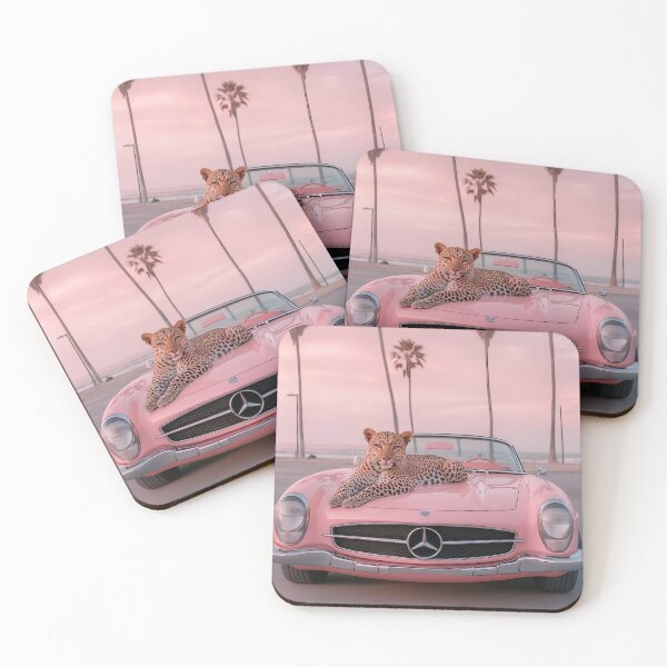 Item preview, Leopard on a Pink Mercedes at Sunset designed and sold by NF Designs Studio DTF.