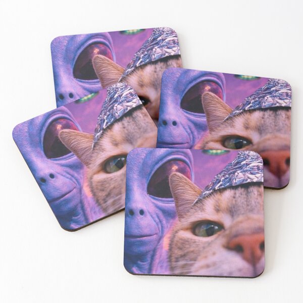 Item preview, Conspiracy Theorist Cat with Alien designed and sold by NF Designs Studio DTF.