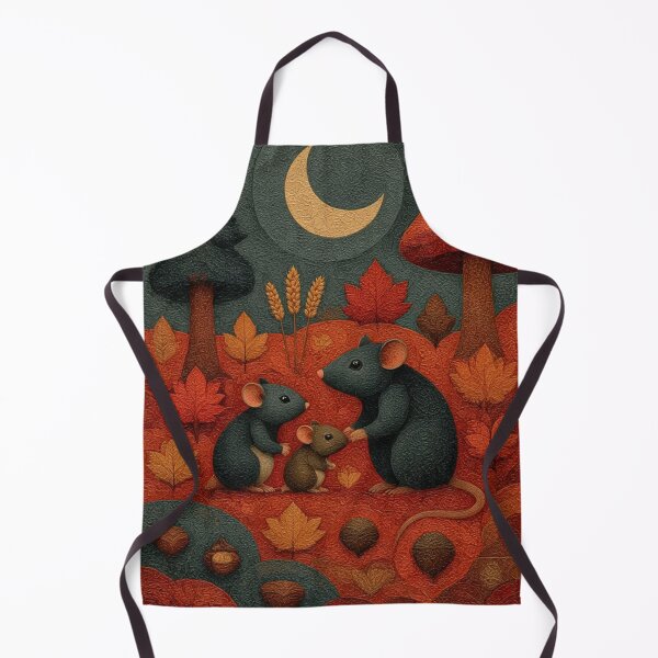 Item preview, two small mice and one large rat gathered together in a cozy autumn woodland setting designed and sold by 123ks.