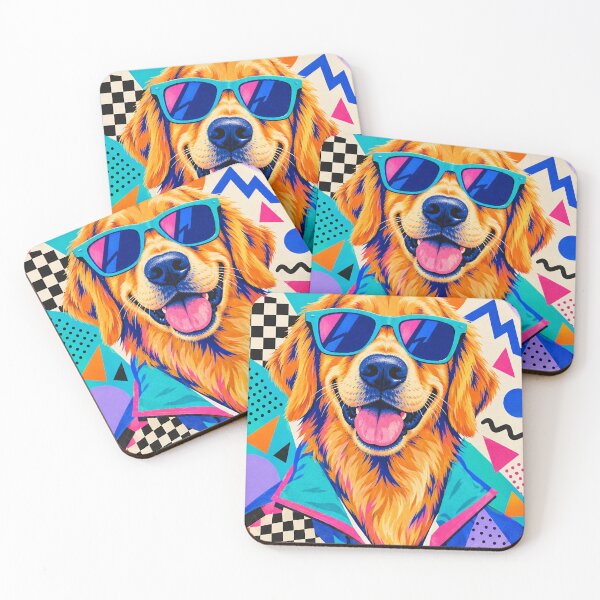 Item preview, Golden Retriever Memphis Style, Retro 80s Dog Art, Colorful Pop Graphic designed and sold by Jandedan.