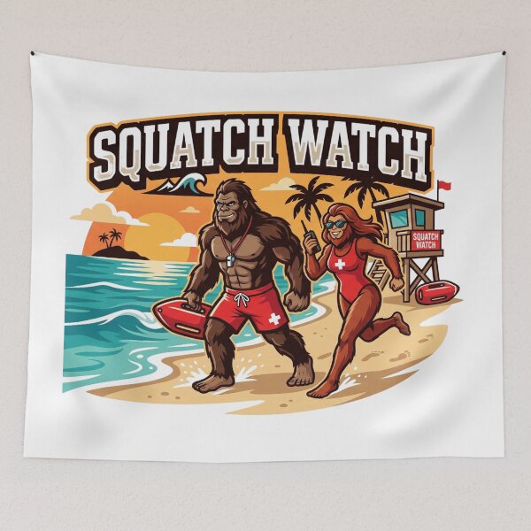 Item preview, Bigfoot Lifeguard Squatch Watch - Funny Lifeguard designed and sold by Spank My Yeti.