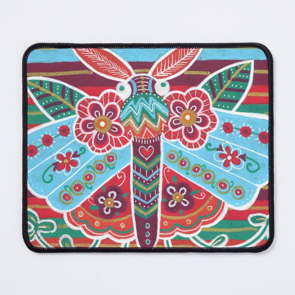 Item preview, Folk Art Moth with Flowers, Colorful Stripes designed and sold by Fani*.