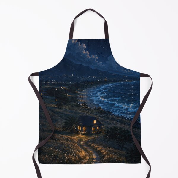 Item preview, Moonlit Coastal Escape – Cozy House by the Sea designed and sold by H-Tsvetkova.
