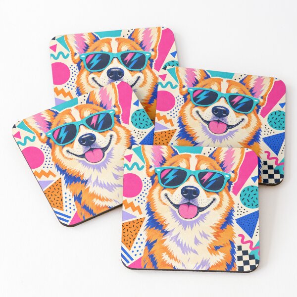 Item preview, Corgi Memphis Style, Retro 80s Dog Art, Colorful Pop Graphic designed and sold by Jandedan.