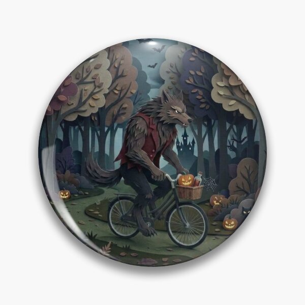 Item preview, Hombre lobo montando en bicicleta designed and sold by MySillyDesigns.