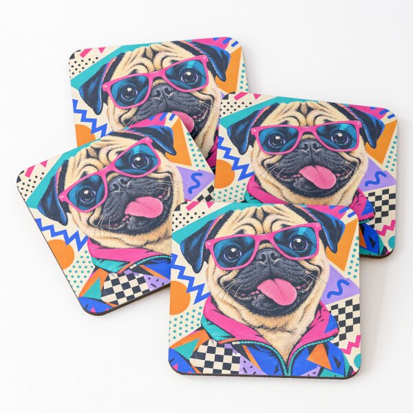 Item preview, Pug Memphis Style, Retro 80s Dog Art, Colorful Pop Graphic designed and sold by Jandedan.