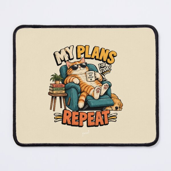 Item preview, My Plans for Today – Coffee Nap Repeat Funny Cat designed and sold by Musamem Designs.