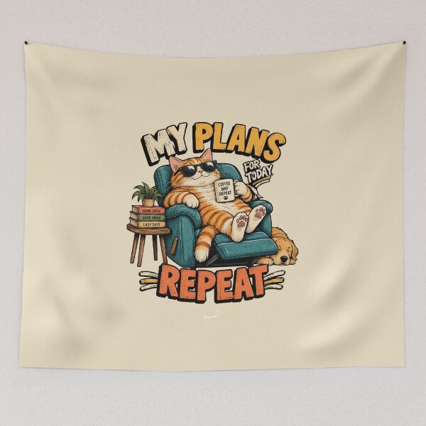 Item preview, My Plans for Today – Coffee Nap Repeat Funny Cat designed and sold by Musamem  Designs.